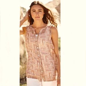 J jill button front geo print tank